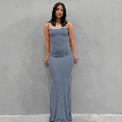 VLOVELAW European and American Foreign Trade New Women's Clothing Kardashian Skims Dress Casual Slim Strap Home Long Dress