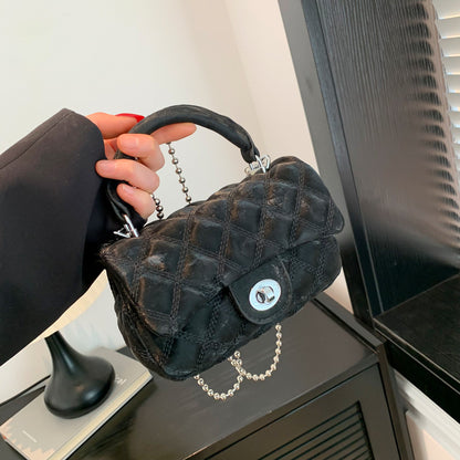 VLOVELAW 2025 Premium sense small fragrant wind rhombus chain portable small bag women's popular fashion with solid color shoulder messenger bag