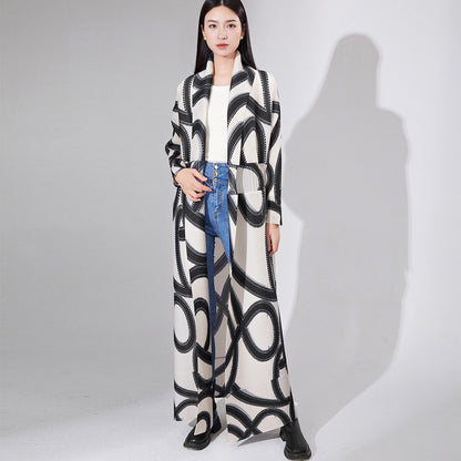 2025 OEM customization  Popular trade brand women's clothing foundry extended trench coat women's pleated coat robe