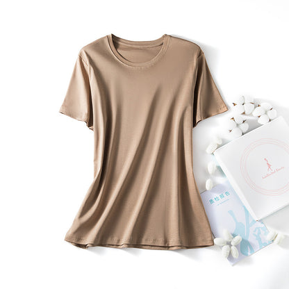 VLOVELAW Short-Sleeved Women's Clothing Spring and Summer Clothes Women's Big Belly Slimming Purple Top  White T Shoulder T-shirt Women's Short-Sleeved