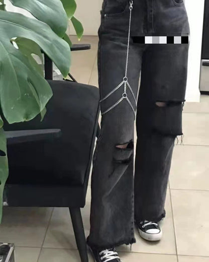 2025  180022 2025 leg chain simple personality small ring metal chain joint unilateral thigh chain leg decoration