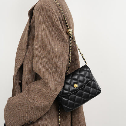 VLOVELAW 2025 Cowhide diamond bag women's new popular women's bag messenger bag women's genuine leather shoulder bag chain bag women's model