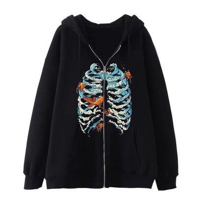 VLOVELAW 2025 Popular and  Diablo Skull Sweatshirt Men's and Women's Hoodies Goth Couple Harajuku Large Size Zipper Sweater
