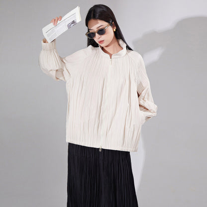 2025 counter cotton-padded clothes, bread clothes, women's high-end short zippers, winter thick coats, pleated cotton clothes tide