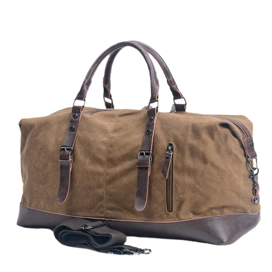VLOVELAW 2025 2025 large-capacity men's hand-held travel bags, casual canvas with imitation leather messenger bags, luggage bags, fitness weekend bags
