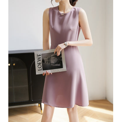 2025 Triacetic acid haute couture dress 2 colors high-end  vest skirt  women's new medium and long skirt summer