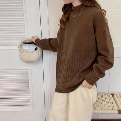 VLOVELAW Korean version of casual soft waxy pullover sweater women's New autumn and winter soft lazy wind loose and thin knitted sweater women's top