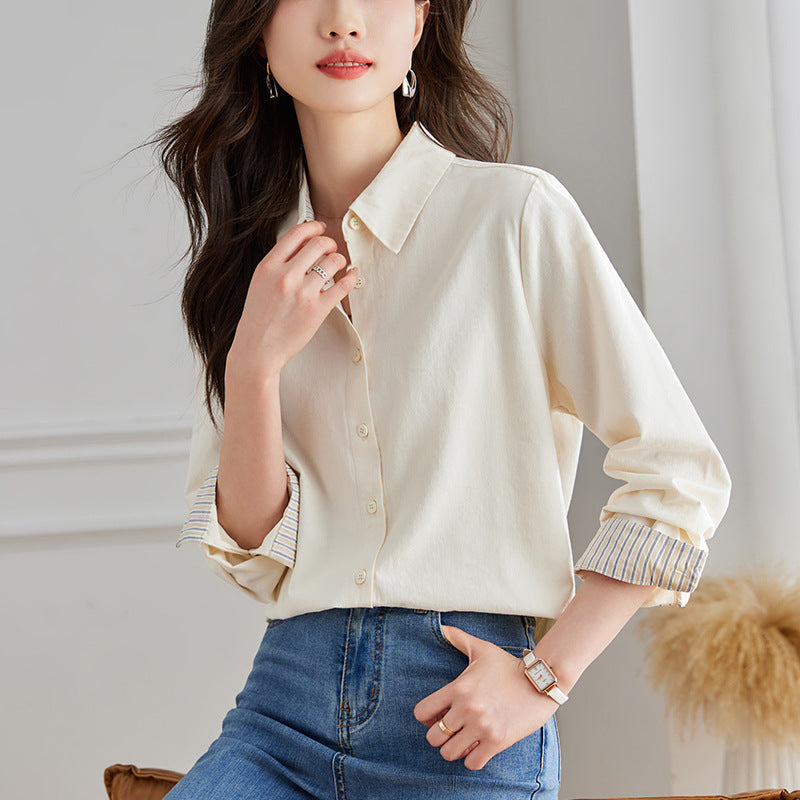 direct sales simple casual age-reducing shirt women's design sense niche loose and thin versatile top
