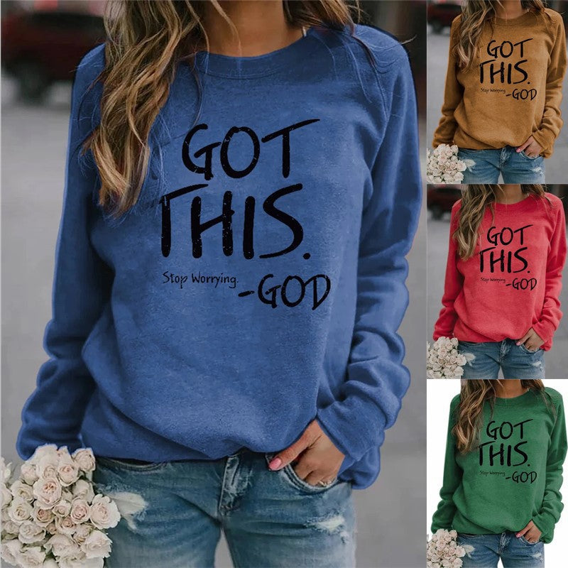 VLOVELAW 2025 [Large quantities in stock]   WISH New  letter printing round neck loose long-sleeved sweater