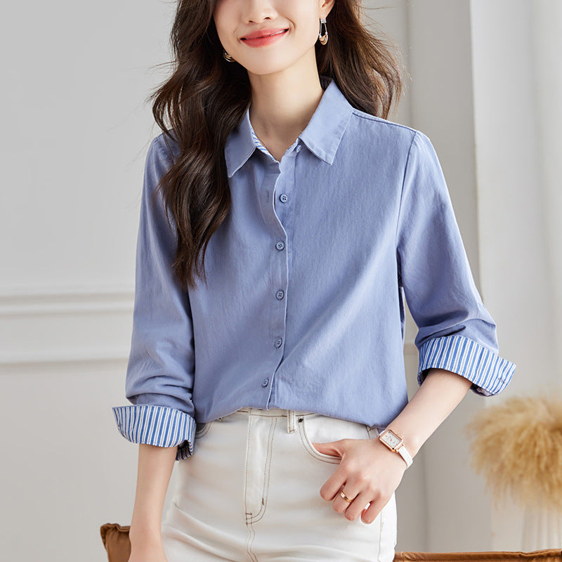 direct sales simple casual age-reducing shirt women's design sense niche loose and thin versatile top