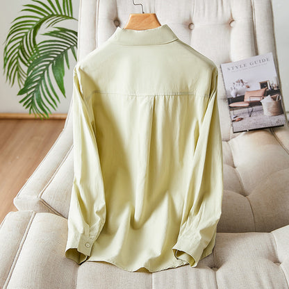 direct sales lapel collar long-sleeved shirt women's  new design organ pleated top exquisite commuter shirt
