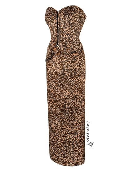 popular autumn and winter new women's clothing, original design sexy leopard print chest-wrapped tube top dress, strapless dress skirt