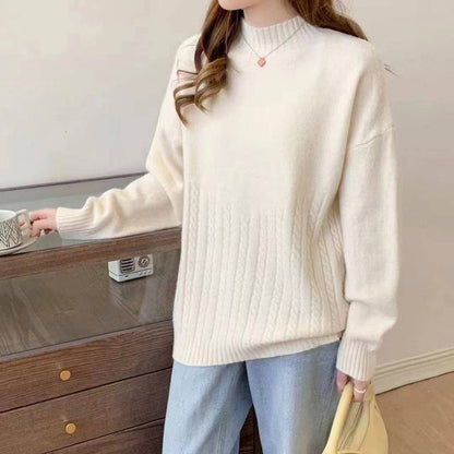 VLOVELAW Korean version of casual soft waxy pullover sweater women's New autumn and winter soft lazy wind loose and thin knitted sweater women's top