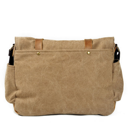 VLOVELAW 2025 Men's casual canvas satchel literary and retro shoulder with leather oblique span bag women's simple messenger bag computer bag