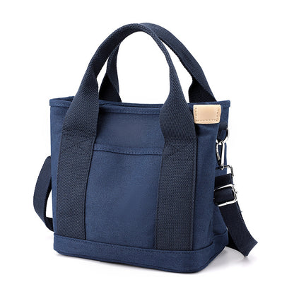 VLOVELAW Small Bag with Zipper Japanese Multi-Layer Bag Niche Lady Shoulder Bag Portable Thickened Canvas Mobile Phone Bucket Tote Bag