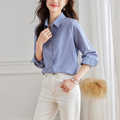direct sales simple casual age-reducing shirt women's design sense niche loose and thin versatile top