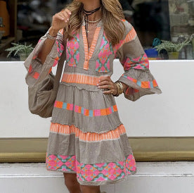 VLOVELAW Cross-Border   European and American Fashion Retro Dress Ethnic Style