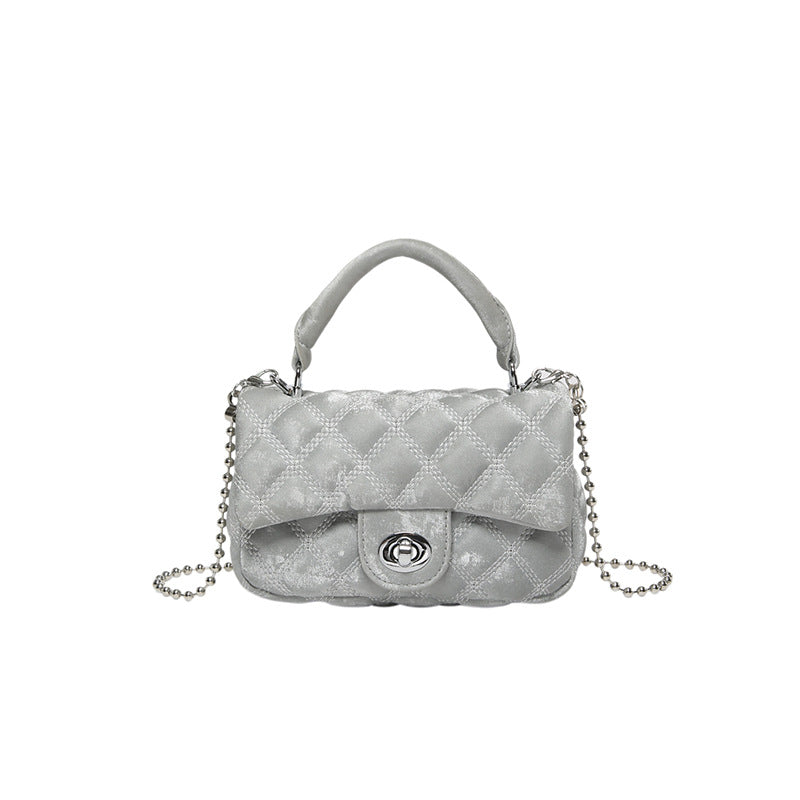 VLOVELAW 2025 Premium sense small fragrant wind rhombus chain portable small bag women's popular fashion with solid color shoulder messenger bag