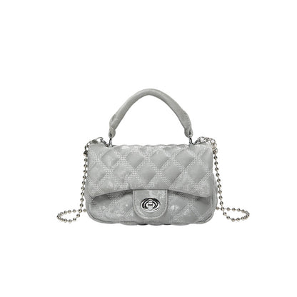 VLOVELAW 2025 Premium sense small fragrant wind rhombus chain portable small bag women's popular fashion with solid color shoulder messenger bag
