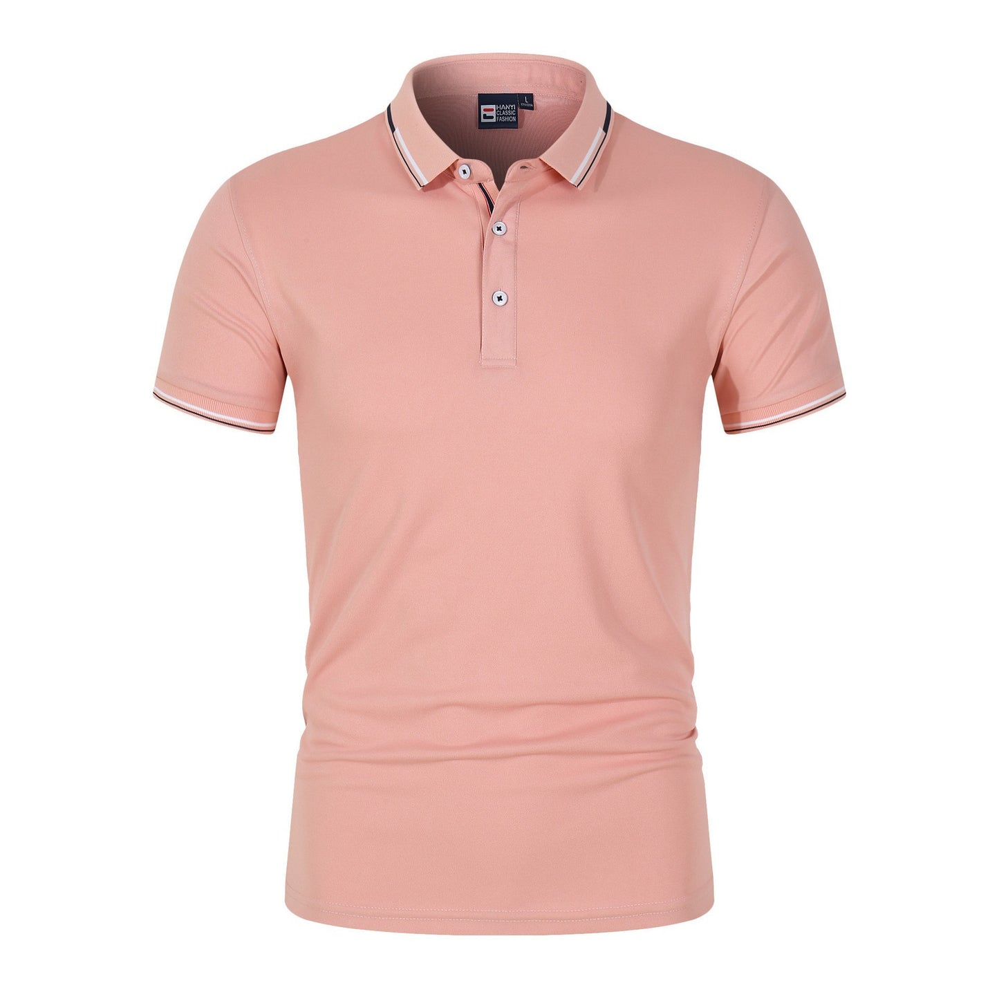 VLOVELAW 2025 New new solid color men's Polo shirt Popular trade large size light plate stand-up collar T-shirt  loose short sleeves, trendy