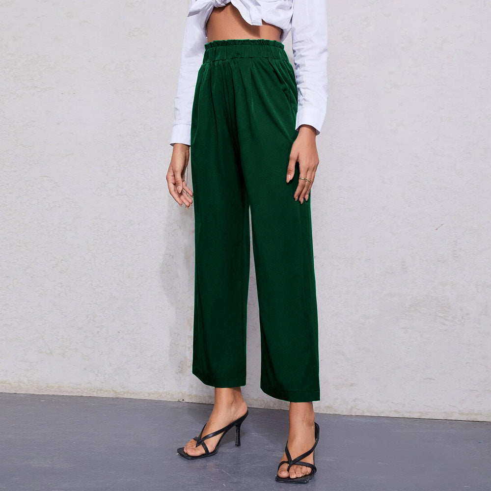 popular summer new New  ins popular women's clothing simple waist straight nine-point versatile casual pants