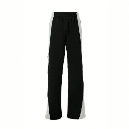 New  women's clothing trend casual pants popular autumn and winter new contrasting color loose elastic waist wide-leg pants