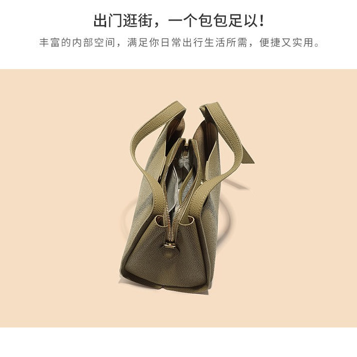 Women's Bucket Bag  New Fashion Genuine Leather High-Grade Simple Portable Lunch Bag Cowhide Leather Single-Shoulder Bag Messenger Bag