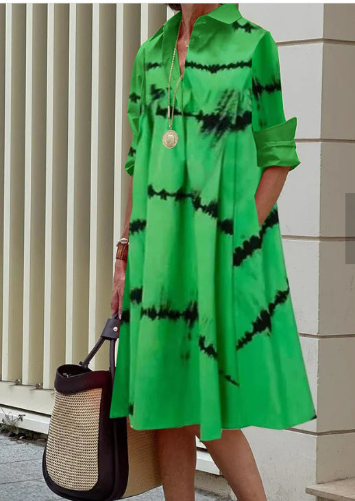 VLOVELAW Cross-Border New Arrival Fashionable Print Shirt Collar Long Women's Clothing