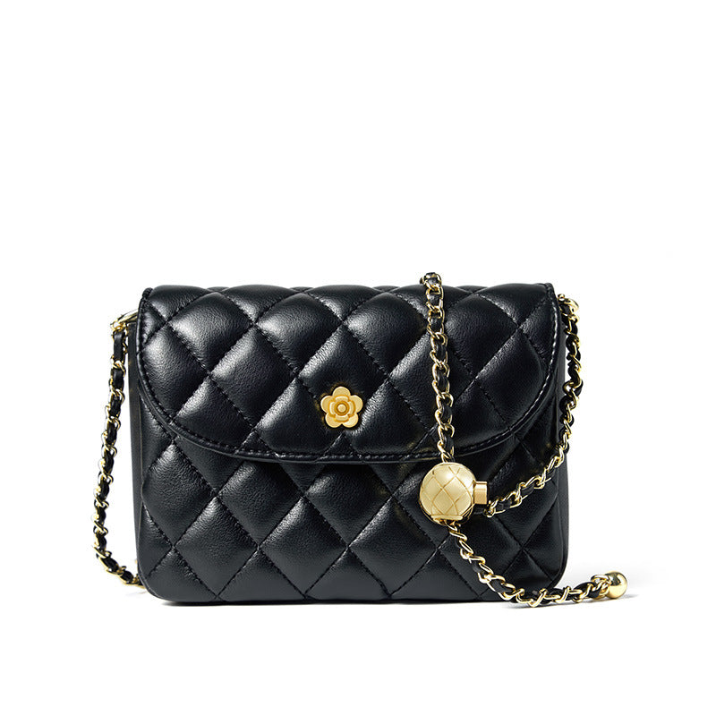 VLOVELAW 2025 Cowhide diamond bag women's new popular women's bag messenger bag women's genuine leather shoulder bag chain bag women's model