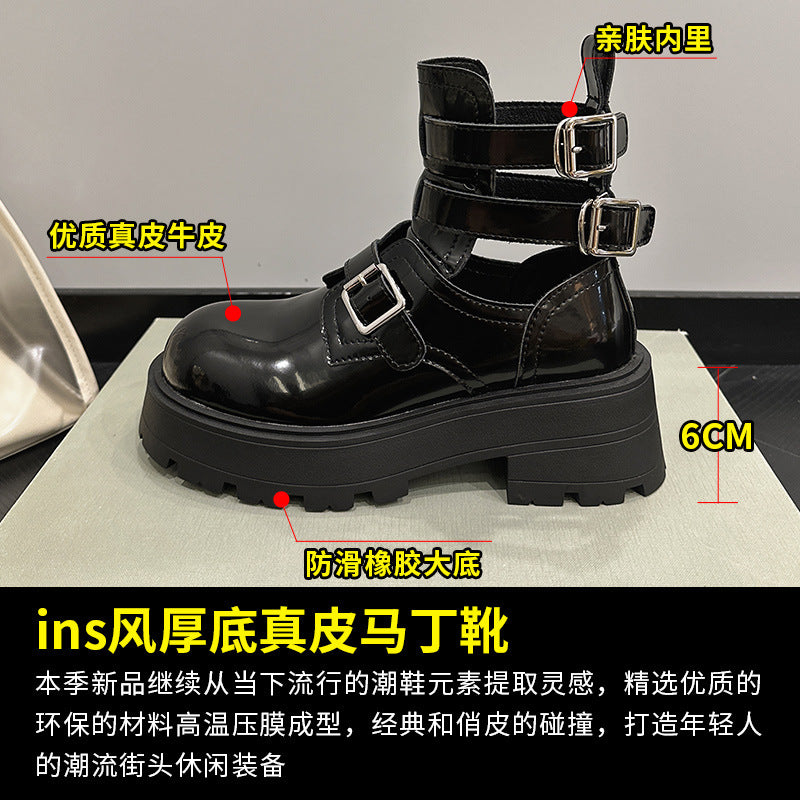 Genuine Leather Fashionable Boots Versatile Style Shoes Fashion Martin Boots Women Summer and Autumn Thin  New Boots Booties