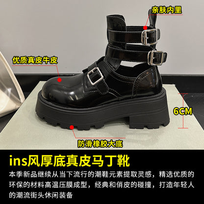 Genuine Leather Fashionable Boots Versatile Style Shoes Fashion Martin Boots Women Summer and Autumn Thin  New Boots Booties