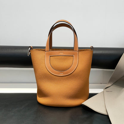 VLOVELAW 2025 popular New Fashion Commuter Shoulder Handbag First Layer Cowhide Bucket Bag Women's Genuine Leather Pig Nose Vegetable Basket Bag