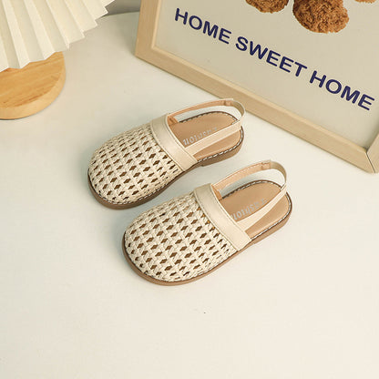 VLOVELAW Cross-Border Girls' Sandals  Summer New Soft Bottom Woven Closed Toe Baby Foreign Trade Sandals Boy's Beach Shoes