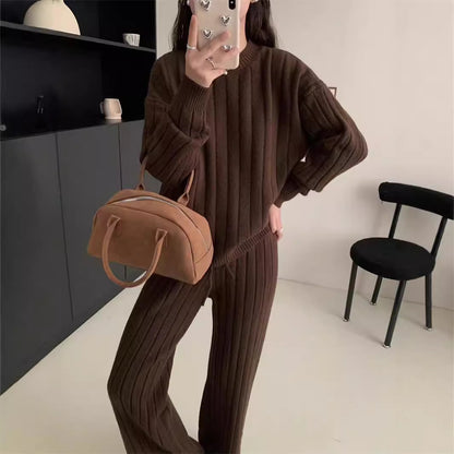 VLOVELAW Lazy wind knitted temperament sweater pants two-piece set women's autumn and winter New new Korean version fashion sweater set tide