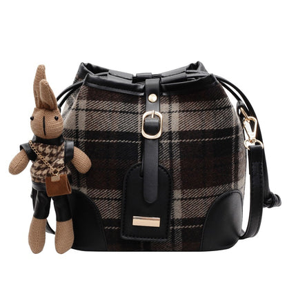 VLOVELAW 2025 This year's popular plaid bag women's popular new trend fashion niche design casual shoulder crossbody bucket bag