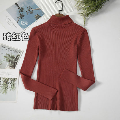 KKBOXLY Cross-border long-sleeved turtleneck bottoming shirt solid color Korean version pullover sweater (24 colors in stock) knitted bottoming sweater