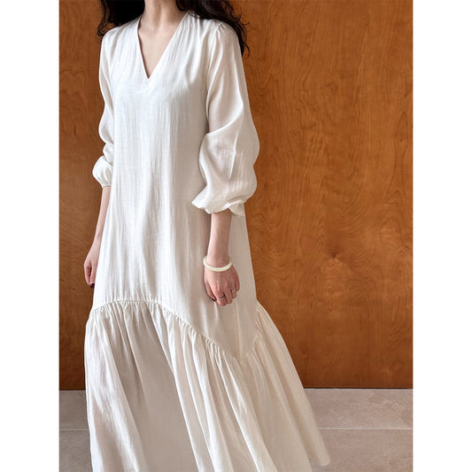 Luxi, Tencel fabric~  design fishtail dress, spring new loose and gentle long skirt 3627