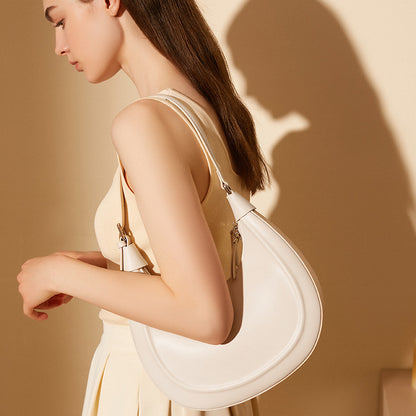 VLOVELAW 2025 Internet celebrity high-end cowhide half-moon bag fashion crescent armpit bag popular new leather casual shoulder messenger bag