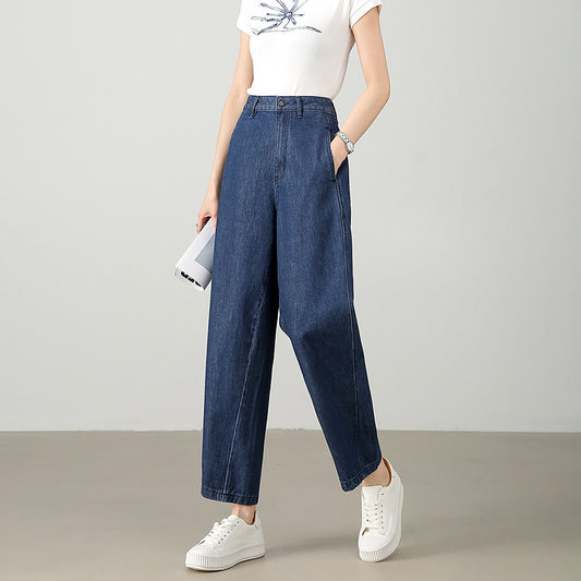 2025  Spring and summer new relaxed women's jeans popular loose and thin sports style sickle pants banana pants