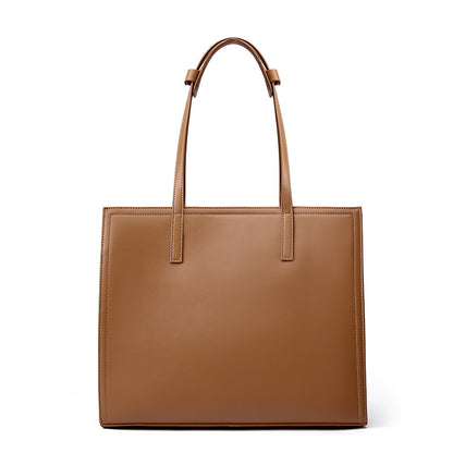 VLOVELAW 2025 New niche tote bag women's leather large-capacity briefcase computer bag black cowhide commuter bag