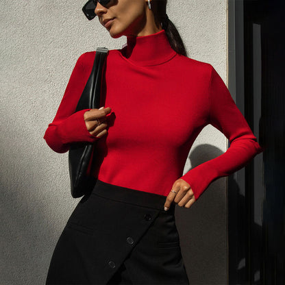KKBOXLY Cross-border semi-turtleneck bottoming shirt, 2025 New autumn and winter new temperament elegant slim-fitting warm long-sleeved sweater