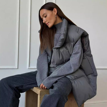 KKBOXLY Cross-border cotton clothes, vest jacket, 2025 autumn and winter new commuter loose sports and leisure vest, cotton jacket