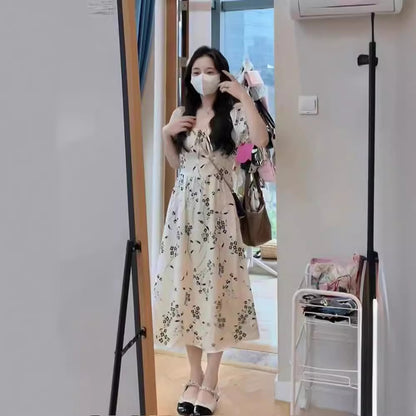 VLOVELAW High-Grade Tea Break  First Love Floral Dress Women's Summer  New Small Gentle Chiffon Dress
