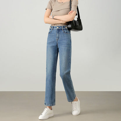 2025  popular high-quality retro small straight nine-point jeans, small people show height and thinness, and versatile straight pants