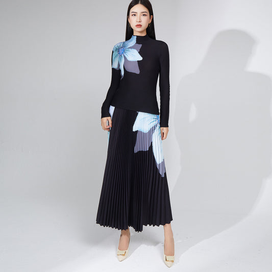 2025 2025 Popular trade women's clothing is popular,  spring and summer fashion temperament pleated suit women's t-shirt skirt two-piece set