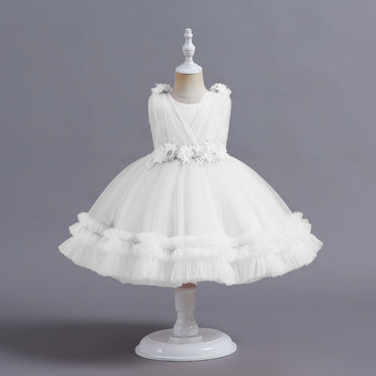 Hot Trade New Children's Dress Tulle Tutu Cake Dress Princess Dress Girl Flower Girl's One-Year Birthday Baby Dress