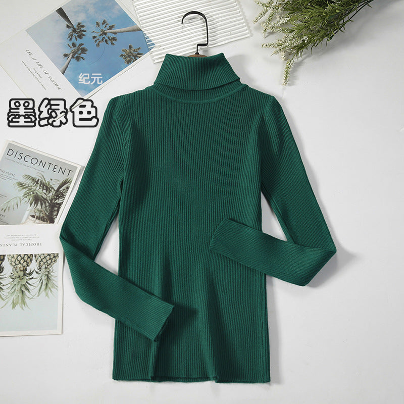 KKBOXLY Cross-border long-sleeved turtleneck bottoming shirt solid color Korean version pullover sweater (24 colors in stock) knitted bottoming sweater