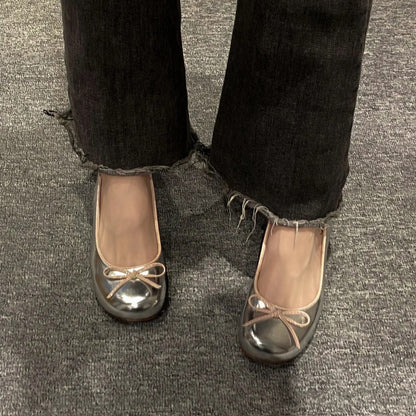 Sheepskin Version ~ Leather Chunky Heel Back Empty Closed Toe Sandals Women's Vintage Mary Jane Pumps Low-Cut Bowknot High Heels 2025