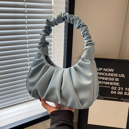 VLOVELAW 2025 Cloud pleated bag, baguette bag, one shoulder crossbody handbag, women's niche texture, Korean version popular new underarm bag tide