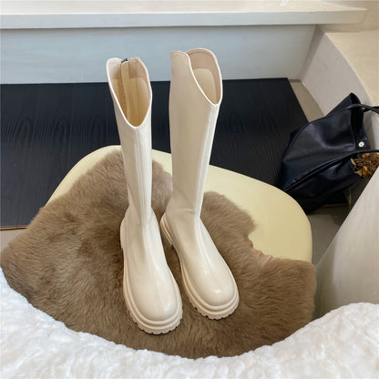 Boots Women's Chelsea Boots White Long Boots popular New Autumn and Winter Thick-soled Martin Boots Tall Knight Boots